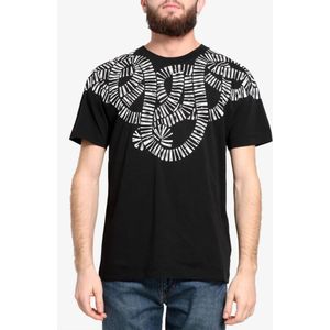 Marcelo Burlon, Tops, Heren, Zwart, L, Katoen, Zwarte Logo Print Katoenen Tops