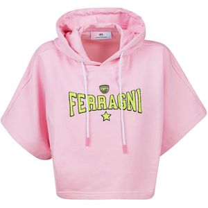 Chiara Ferragni Collection, Sweatshirts & Hoodies, Dames, Roze, S, Roze Cropped Kimono Sweaters