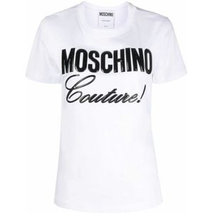 Moschino, Tops, Dames, Wit, 2Xs, Katoen, Witte T-shirt en Polo - Ultiem Comfort en Stijl