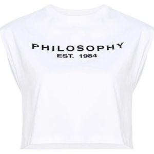 Philosophy di Lorenzo Serafini, Tops, Dames, Wit, M, Katoen, Lorenzo Serafini Wit Logo Print Top
