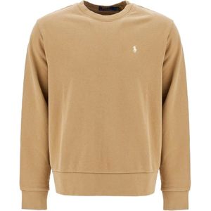 Polo Ralph Lauren, Sweatshirts & Hoodies, Heren, Beige, S, Katoen, Iconische Logo Crewneck Sweatshirt