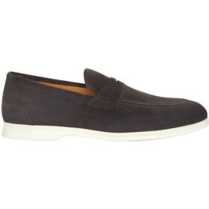 Kiton, Schoenen, Heren, Grijs, 43 EU, Suède, Antracietgrijze Suède Penny Loafers