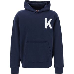 Kenzo, Tiger Motif Hoodie Sweatshirt Blauw, Heren, Maat:M