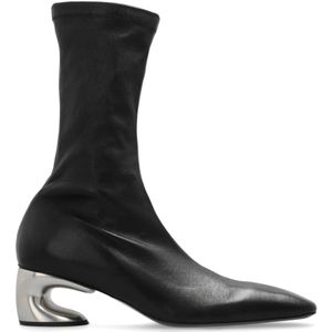 Jil Sander, Schoenen, Dames, Zwart, 37 EU, Leer, Leren enkellaarzen