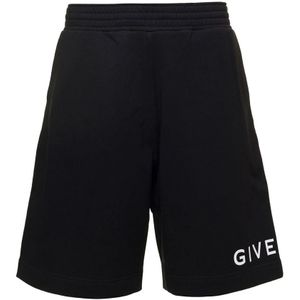 Givenchy, Korte broeken, Heren, Zwart, S, Katoen, Zwarte Shorts met Logo Print