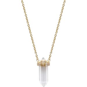 Nialaya, Clear Quartz Crystal Necklace with Engraved Evil Eye Detail Wit, Dames, Maat:ONE Size