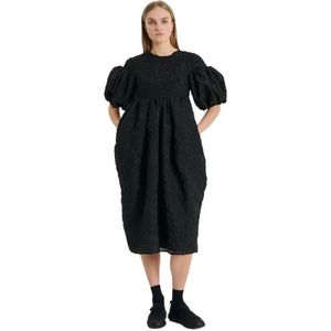 Cecilie Bahnsen, Kleedjes, Dames, Zwart, S, Polyester, Zwarte Pofmouw Jurk