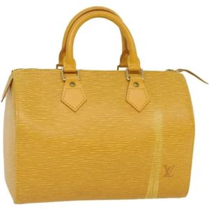 Louis Vuitton Vintage, Pre-owned, Dames, Geel, ONE Size, Leer, Tweedehands leren handtassen