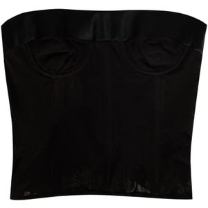 Maison Margiela, Tops, Dames, Zwart, M, Katoen, Zwart katoenen mesh onderborst corset