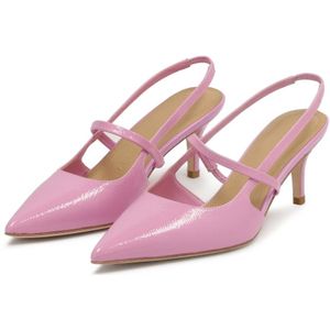 Kazar Studio, Schoenen, Dames, Roze, 37 EU, Leer, Roze gelakte pumps met blootgestelde hielen