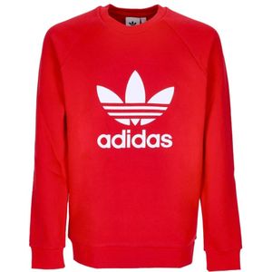 Adidas, Sweatshirts & Hoodies, Heren, Rood, XS, Katoen, Klassieke Trefoil Crewneck Sweatshirt Lichtgewicht