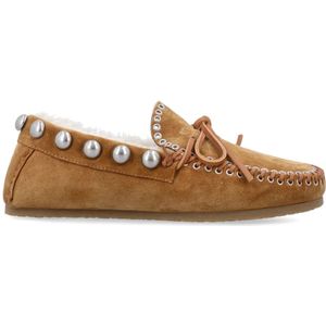 Isabel Marant, Schoenen, Dames, Bruin, 37 EU, Suède, Shearling Loafer Cognac Schoenen