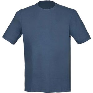 Gran Sasso, Tops, Heren, Blauw, 4Xl, Katoen, Denim Crepe Katoenen T-shirt met Zijopeningen