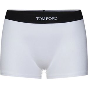 Tom Ford, Ondergoed, Dames, Wit, L, Witte Boxershorts met Geribbelde Tailleband