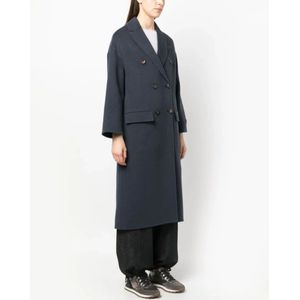 Brunello Cucinelli, Mantels, Dames, Blauw, L, Wol, Luxe Wol-Kasjmier Jas