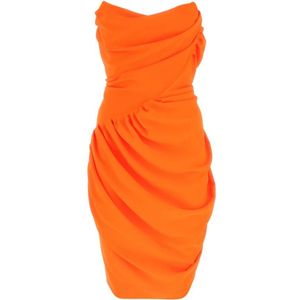Vivienne Westwood, Kleedjes, Dames, Oranje, S, Polyester, Fluo oranje polyester puntige korsetjurk
