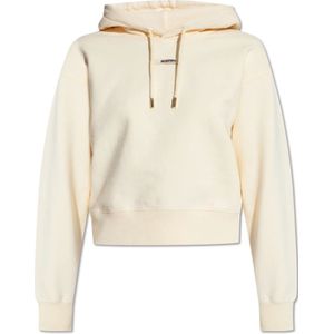 Jacquemus, Sweatshirts & Hoodies, Dames, Beige, XS, Katoen, Hoodie met logo