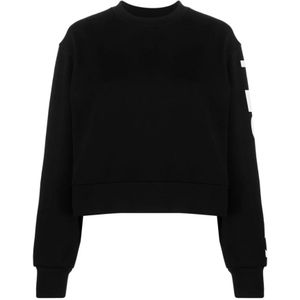 Peuterey, Sweatshirts & Hoodies, Dames, Zwart, M, Katoen, Zwart Logo-Print Katoenen Sweatshirt