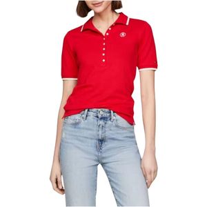 Tommy Hilfiger, Tops, Dames, Rood, L, Dames Slim Tipping Lyocell Polo