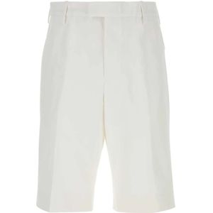 Alexander McQueen, Korte broeken, Heren, Wit, L, Katoen, Witte Katoenen Bermuda Shorts