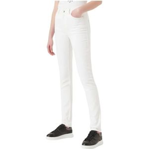 Emporio Armani, Slim J18 Katoenen Jeans met Hoge Taille Wit, Dames, Maat:W33