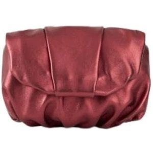 Malababa, Tassen, Dames, Rood, ONE Size, Leer, Handgemaakte Bordeaux Metallic Clutch