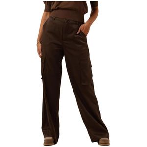 Minus, Broeken, Dames, Bruin, 2Xl, Bruine Wide Leg Cargo Broek