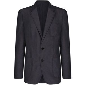 Dolce & Gabbana, Jassen, Heren, Blauw, 2Xl, Denim, Blauwe Denim Blazer Jas Slim Fit