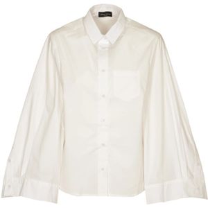 Roberto Collina, Blouses & Shirts, Dames, Wit, S, Katoen, Witte Overhemd Met Wijde Mouwen