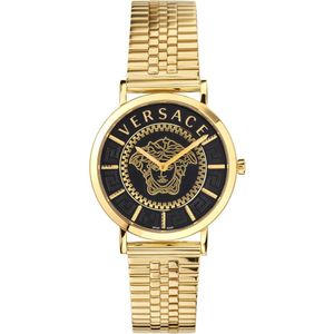 Versace, Accessoires, Dames, Geel, ONE Size, V-Essential Goud Roestvrij Stalen Horloge