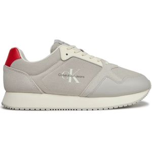 Calvin Klein, Retro Runner Leren Textiel Sneakers Grijs, Heren, Maat:41 EU