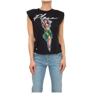 Philipp Plein, T-Shirts Zwart, Dames, Maat:S