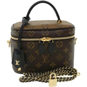 Louis Vuitton Vintage, Pre-owned, Dames, Bruin, ONE Size, Tweed, Tweedehands Bruine Leren Louis Vuitton Handtas