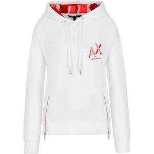 Armani Exchange, Sweatshirts & Hoodies, Dames, Wit, S, Katoen, Witte Hoodie Ss 22