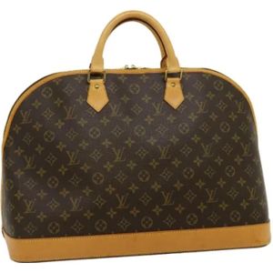 Louis Vuitton Vintage, Pre-owned, Dames, Bruin, ONE Size, Tweed, Tweedehands Canvas handtassen