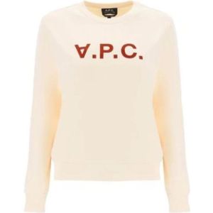 A.p.c., Sweatshirts & Hoodies, Dames, Beige, XS, Katoen, Ronde Hals Sweatshirt Off White