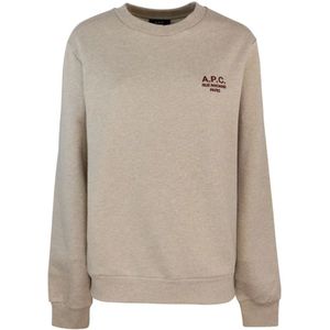 A.p.c., Sweatshirts & Hoodies, Dames, Beige, M, Katoen, Biologisch Katoen Crewneck Sweater