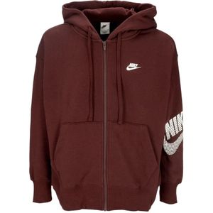 Nike, Sportkleding Fleece Full-Zip Hoodie Bruin, Dames, Maat:S