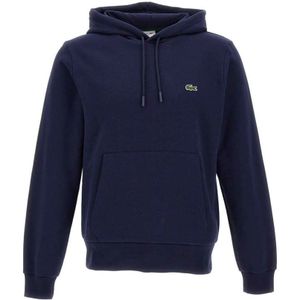 Lacoste, Sweatshirts & Hoodies, Heren, Blauw, L, Katoen, Klassieke Blauwe Biologisch Katoenen Hoodie