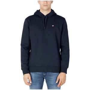 Napapijri, Sweatshirts & Hoodies, Heren, Blauw, XL, Katoen, Blauwe Hoodie Herfst/Winter Mannen