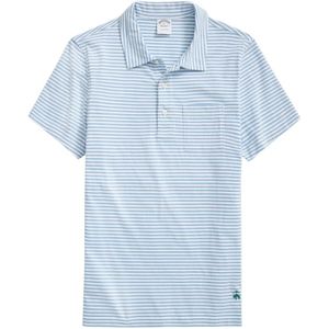 Brooks Brothers, Tops, Heren, Veelkleurig, S, Katoen, Blauw en Wit Vintage Gewassen Katoen Feeder Streep Polo Shirt