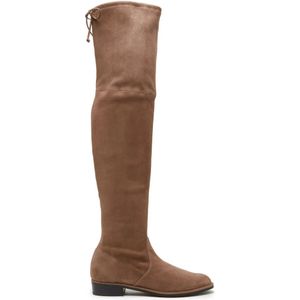 Stuart Weitzman, Gestroomlijnde Lowland Over-de-Knie Laars Beige, Dames, Maat:39 EU