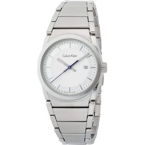 Calvin Klein, Stijlvol herenhorloge met witte wijzerplaat Grijs, Heren, Maat:ONE Size