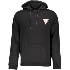 Guess, Sweatshirts & Hoodies, Heren, Zwart, M, Katoen, Slim Fit Hoodie met Centrale Zak