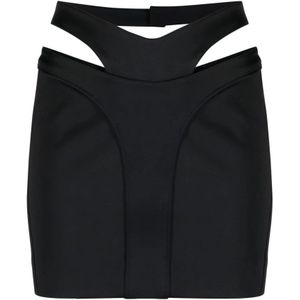 Mugler, Zwarte Riem Mini Rok Zwart, Dames, Maat:S