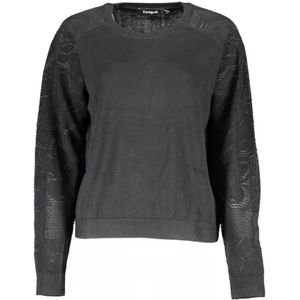 Desigual, Sweatshirts & Hoodies, Dames, Zwart, S, Katoen, Zwarte Katoenen Crew Neck Sweater