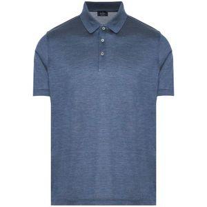 Barba, Tops, Heren, Blauw, L, Luxe Zijden Polo Shirt