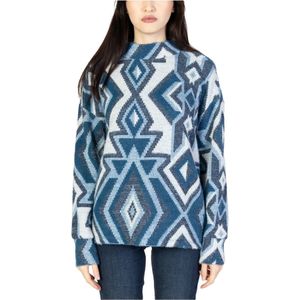 Street One, Blauwe Geometrische Gebreide Coltrui Veelkleurig, Dames, Maat:M