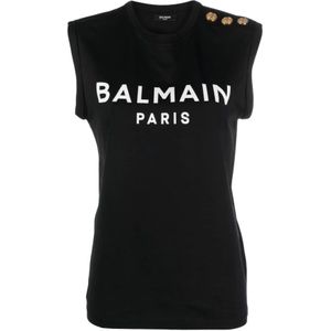 Balmain, Tops, Dames, Zwart, M, Zwarte T-shirts Polos voor vrouwen