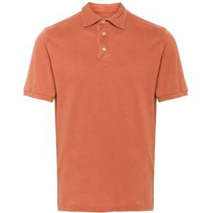 Fedeli, Tops, Heren, Oranje, 3Xl, Katoen, Slim Fit Katoenen Polo Shirt